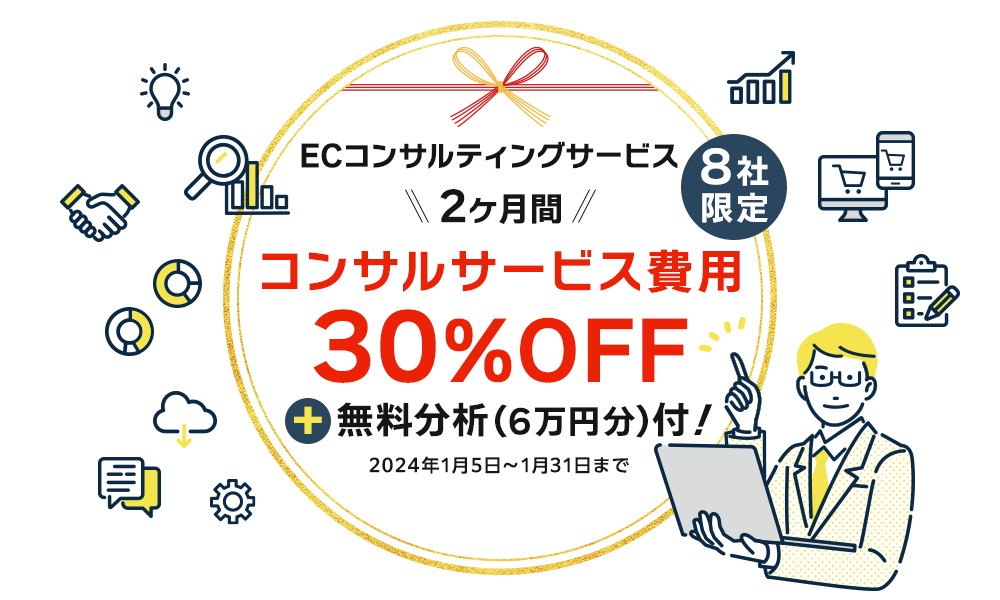 8社限定 2ヶ月間コンサルサービス費用30%OFF+無料分析（6万円分）付